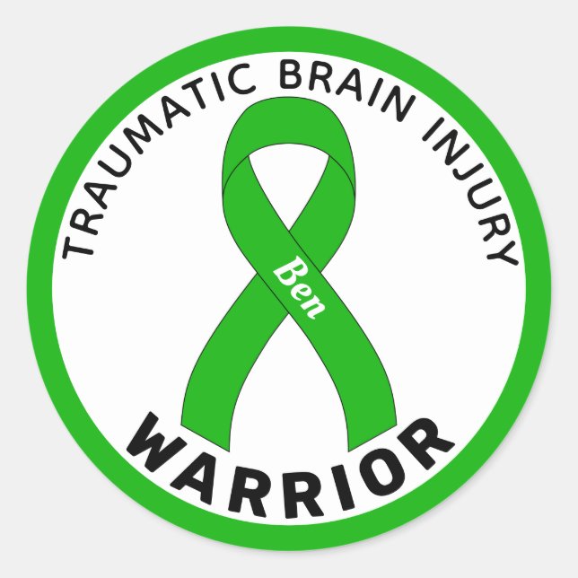 Sticker Rond Brain traumatique Brain Brain Brain Blancs (Devant)
