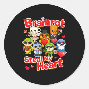 Sticker Rond Brainrot vole le cœur valentin enfants généré par