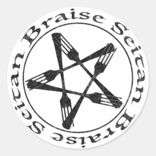 Sticker Rond Braise Seitan Vegan Pentagram (version sombre)