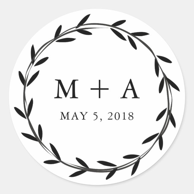 Sticker Rond Branch Rustic Wedding Design (Devant)