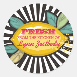 Sticker Rond Branche citron rayons super chef traiteur boulange