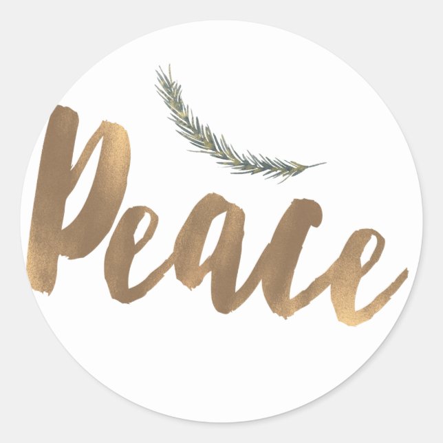 Sticker Rond Branche de Paix de Vacances Botanique Pin Rustique (Devant)