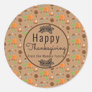 Sticker Rond Branche de Thanksgiving Vert Motif Sweet Gift