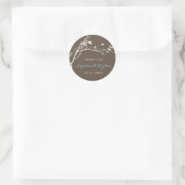 Sticker Rond Branche d'hiver Mariage à neige Merci