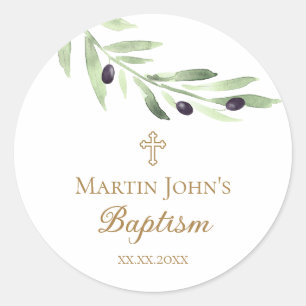 Sticker Rond branche d'olivier Baptism Classic Round
