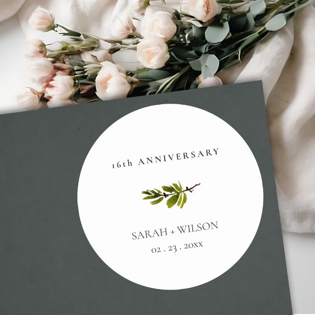 Sticker Rond Branche minimale simple de pin à chaque année Anni (Créateur téléchargé)