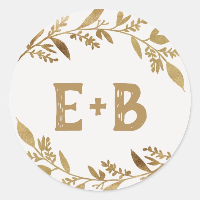 Sticker Rond Branches courbes | Phoques d'enveloppe Mariage or (Devant)