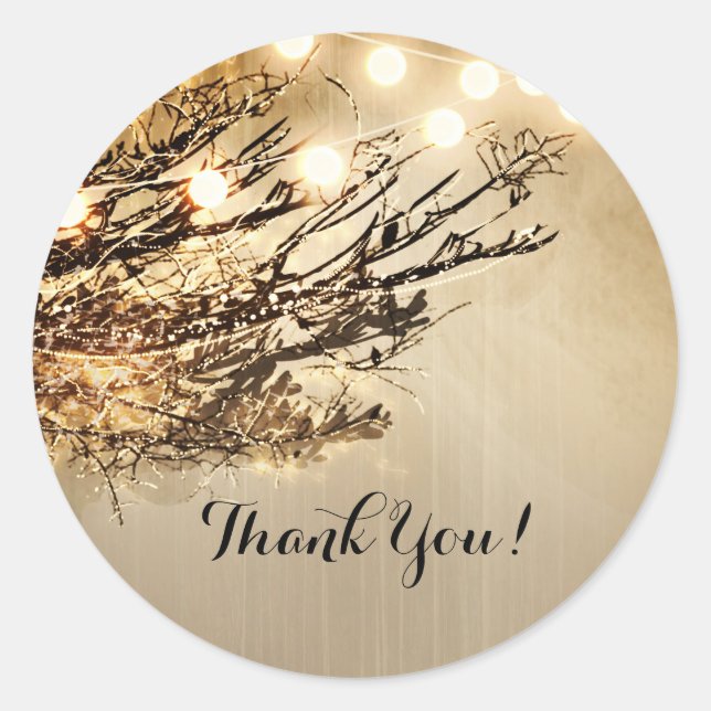 Sticker Rond Branches d'arbres rustiques illuminées & Mariage l (Devant)
