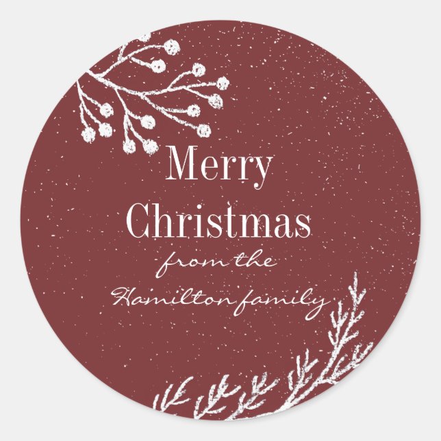 Sticker Rond Branches de calque neigeux (Devant)