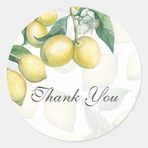 Sticker Rond Branches de citron blanc et jaune Favori rustique 