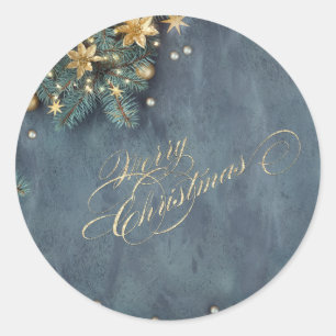 Sticker Rond Branches de sapin de Noël, Joyeux Noël