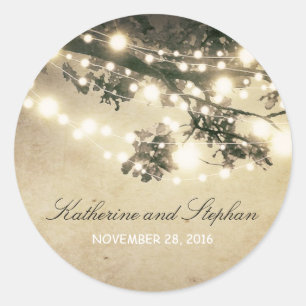 Sticker Rond Branches des feux de chaîne Mariage rustique