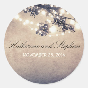 Sticker Rond Branches des feux de chaîne Mariage rustique