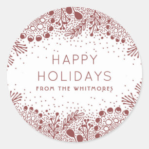 Sticker Rond Branches d'hiver Moderne Joyeux Vacances