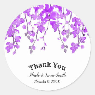 Sticker Rond Branches d'orchidées pourpres printemps Fleur mari