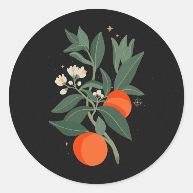Sticker Rond Branches orange magiques (Devant)