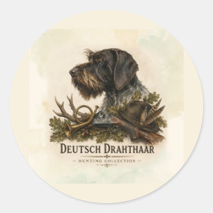 Sticker Rond Braque allemand à poil dur – Collection de chasse
