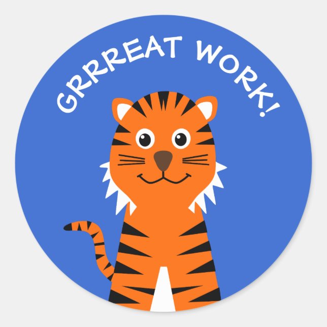 Sticker Rond Bravo tigres enseignants bleu (Devant)