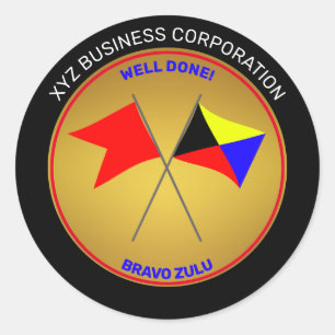Sticker Rond Bravo Zulu employé bien fait