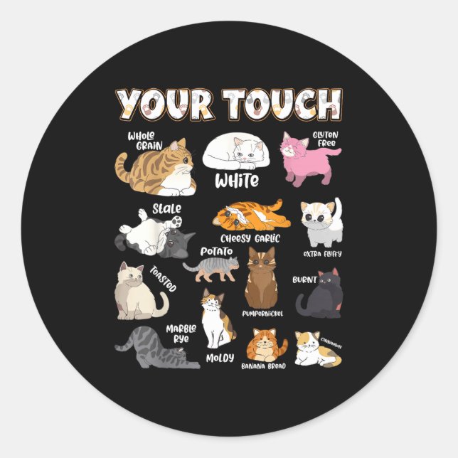 Sticker Rond Bread Cats Variety Punny Cartoon Kitty Design  (Devant)