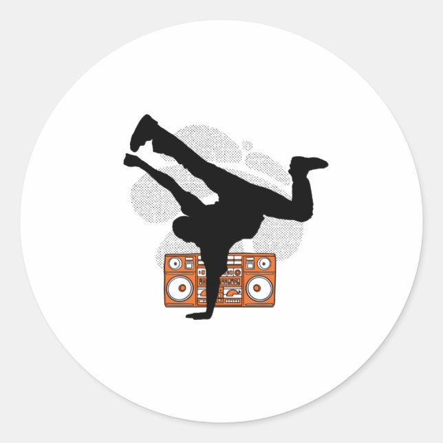 STICKER ROND BREAKDANCER SILHOUETTE (Devant)