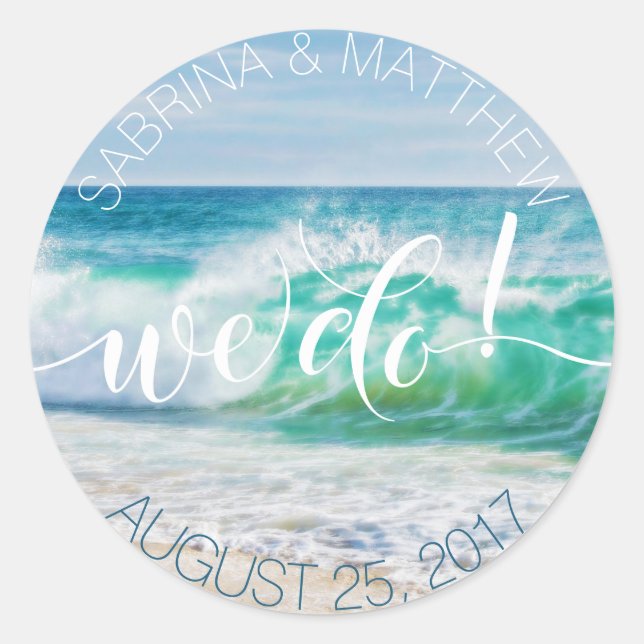 Sticker Rond Breaking Waves Plage tropicale Nous faisons (Devant)