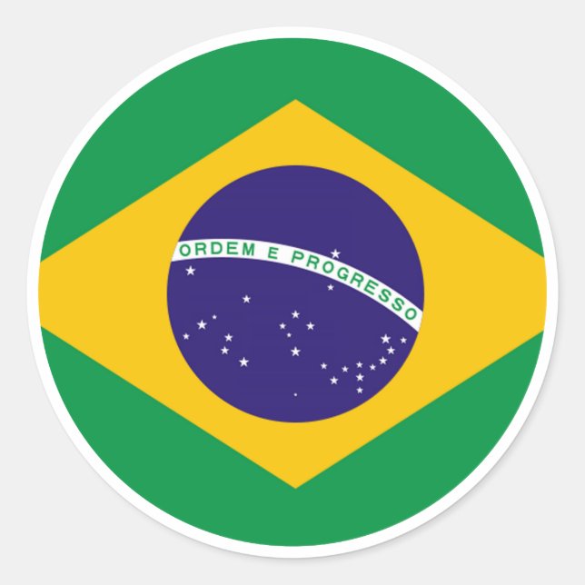 Sticker Rond Brésil Drapeau Cercle Gibney Le MUSÉE Zazzle Cadea (Devant)