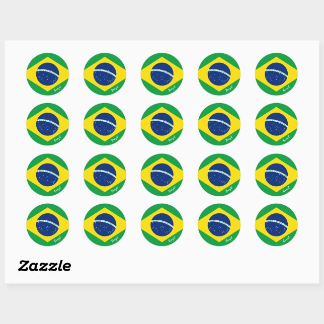 Sticker Rond Brésil et le drapeau brésilien patriotes, vacances (Feuille)