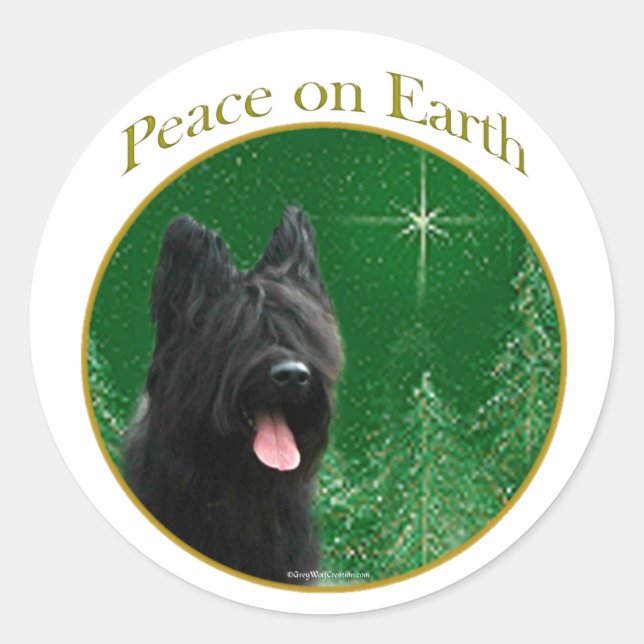 Sticker Rond Briard Peace (Devant)