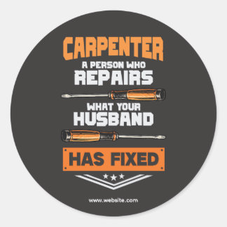 Sticker Rond Bricoleur de construction Charpentier | Modèle Rus