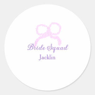 Sticker Rond Bride escouade rose parties scintillant arc étoile