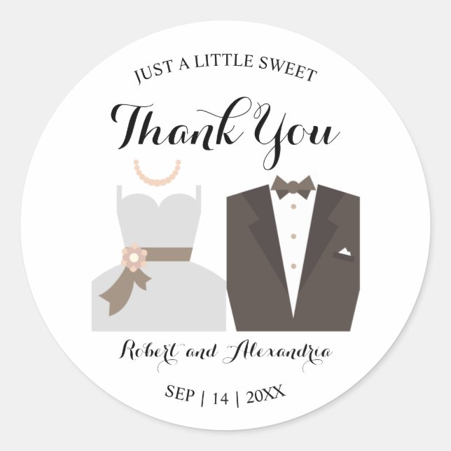 Sticker Rond Bride & Groom Sweet Treat Mariage Merci (Devant)