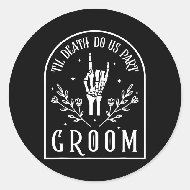 Sticker Rond Bride Skeleton gothique Halloween Fiançailles Mari (Devant)