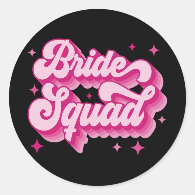 Sticker Rond Bride Squad Retro Mariage de la fête de la mariée  (Devant)