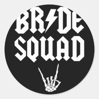 Sticker Rond Bride Squad Rock N Roll Gothique Halloween Bachelo