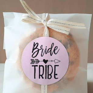 Sticker Rond Bride Tribe   Nom personnalisé Mariage