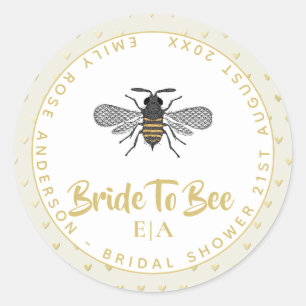Sticker Rond Bride vers BEE - Monogramme Fête des mariées Merci