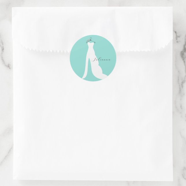 Sticker Rond BRIDE Voici La Fête Des Mariées (Sac)