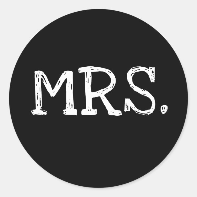 Sticker Rond Bride White Texte Mme. (Devant)