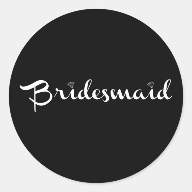 Sticker Rond Bridesmaid blanc sur noir (Devant)