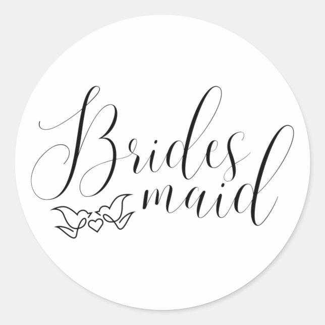 Sticker Rond Bridesmaid - Calligraphie Lovebirds (Devant)