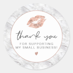 Sticker Rond BRIE Rose Gold Lèvres et Merci pour votre confianc