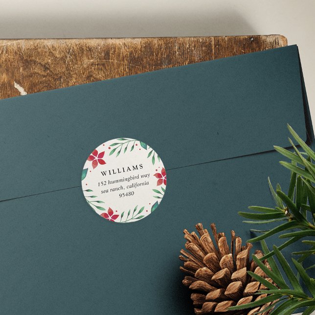 Sticker Rond Bright Boughs | Adresse de retour de Noël (Créateur téléchargé)