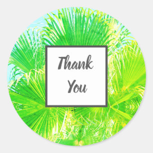 Sticker Rond Bright Green Palm Merci Mariage collant cadeau