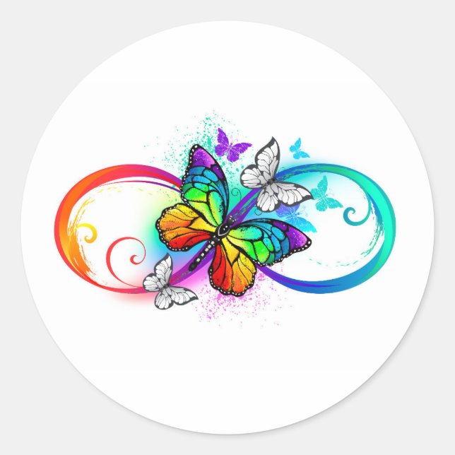 Sticker Rond Bright infinity with rainbow butterfly (Devant)