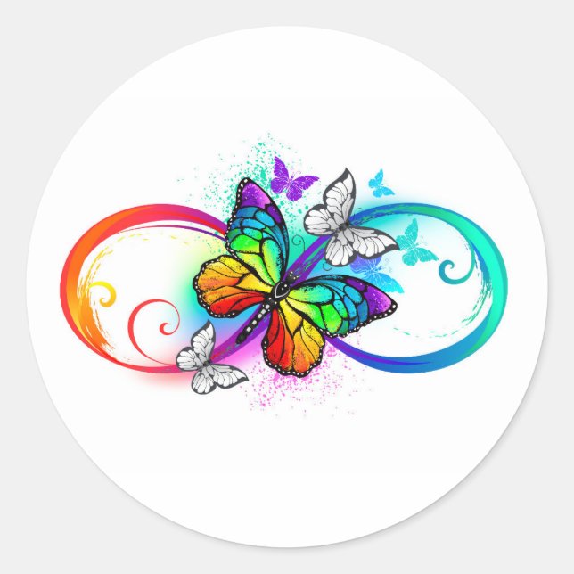 Sticker Rond Bright infinity with rainbow butterfly (Devant)