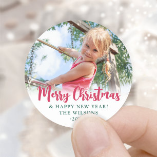Sticker Rond Bright Modern Script Joyeux Noël Simple Photo
