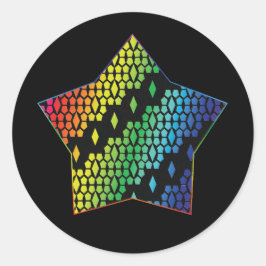 Sticker Rond Bright Rainbow et Black Honeycomb étoile diamant