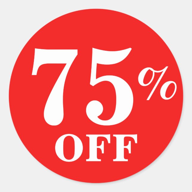 Sticker Rond Bright Red White 75% DE BON (Devant)