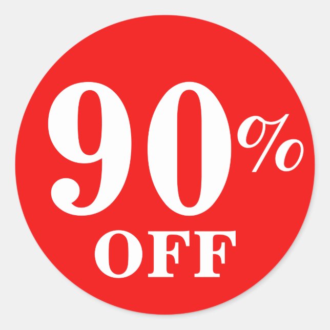 Sticker Rond Bright Red White 90% DE BON (Devant)